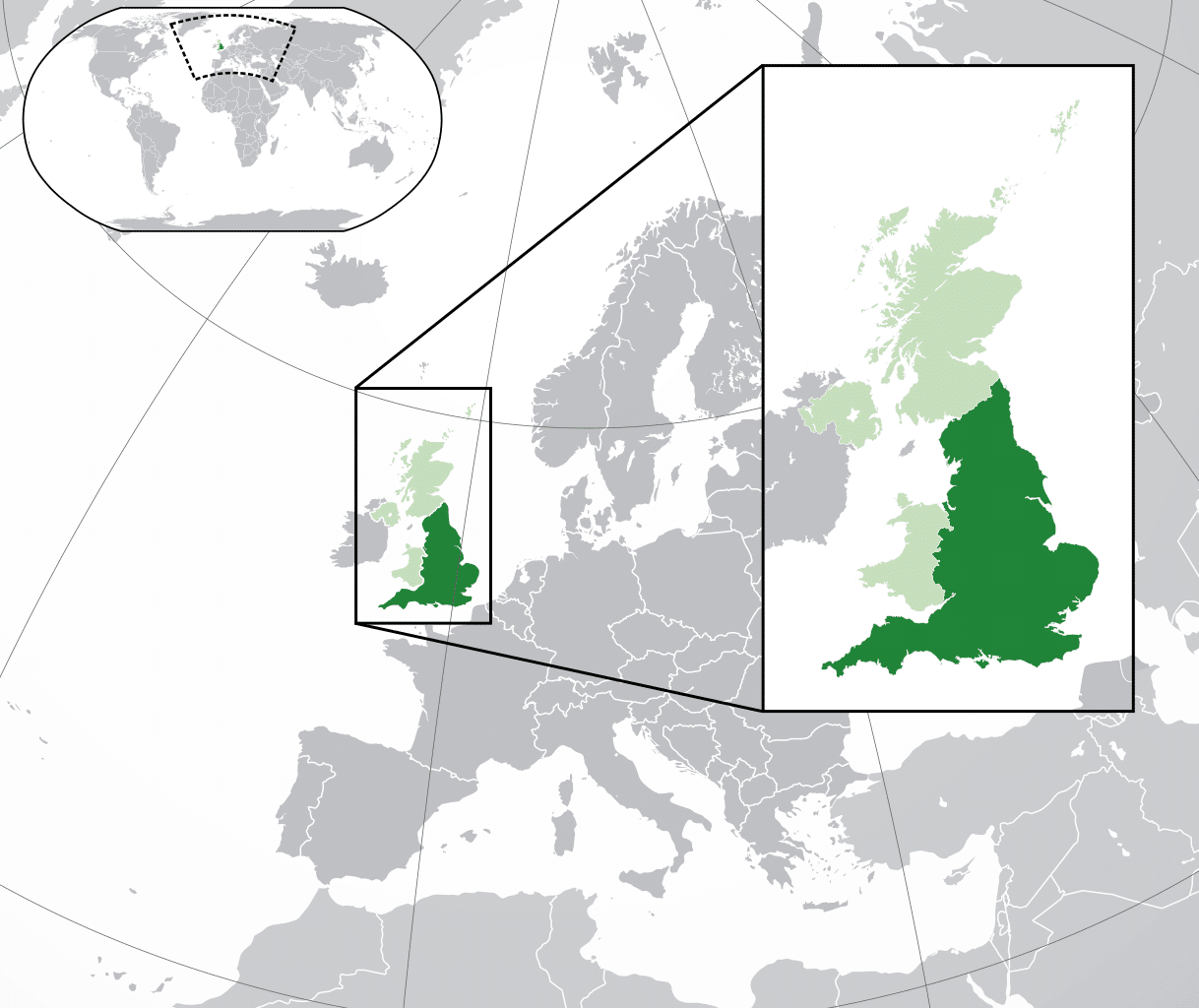 Location Of England on 3D Globe