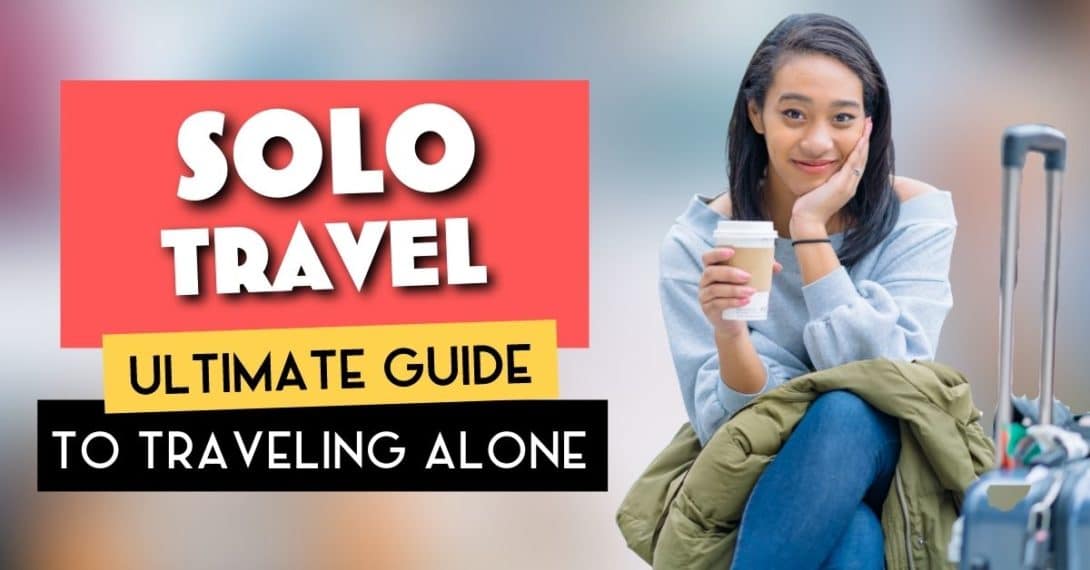 Solo Travel guide girl with suitcase