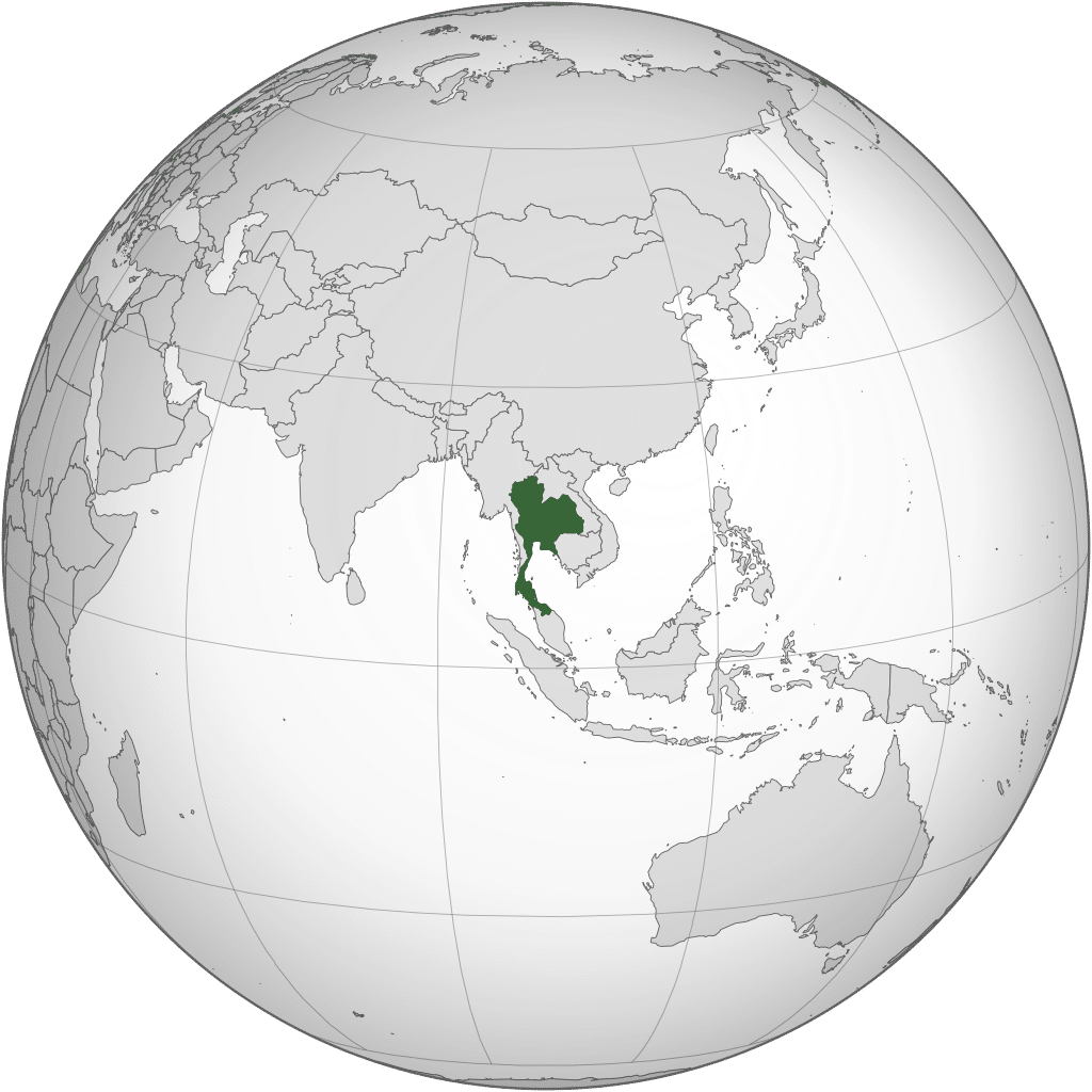 Location Of Thailand on 3D Globe